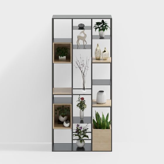 Stylish Low-Poly Bookshelf 3D Model