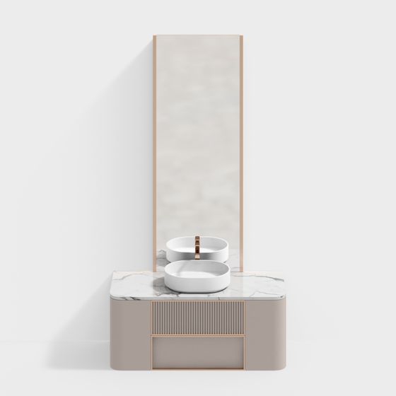 Chic Low-Poly Bathroom Vanity 3D model for Contemporary Spaces