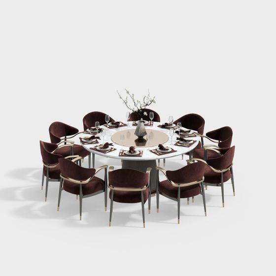 Elegant Round Dining Table 3D model