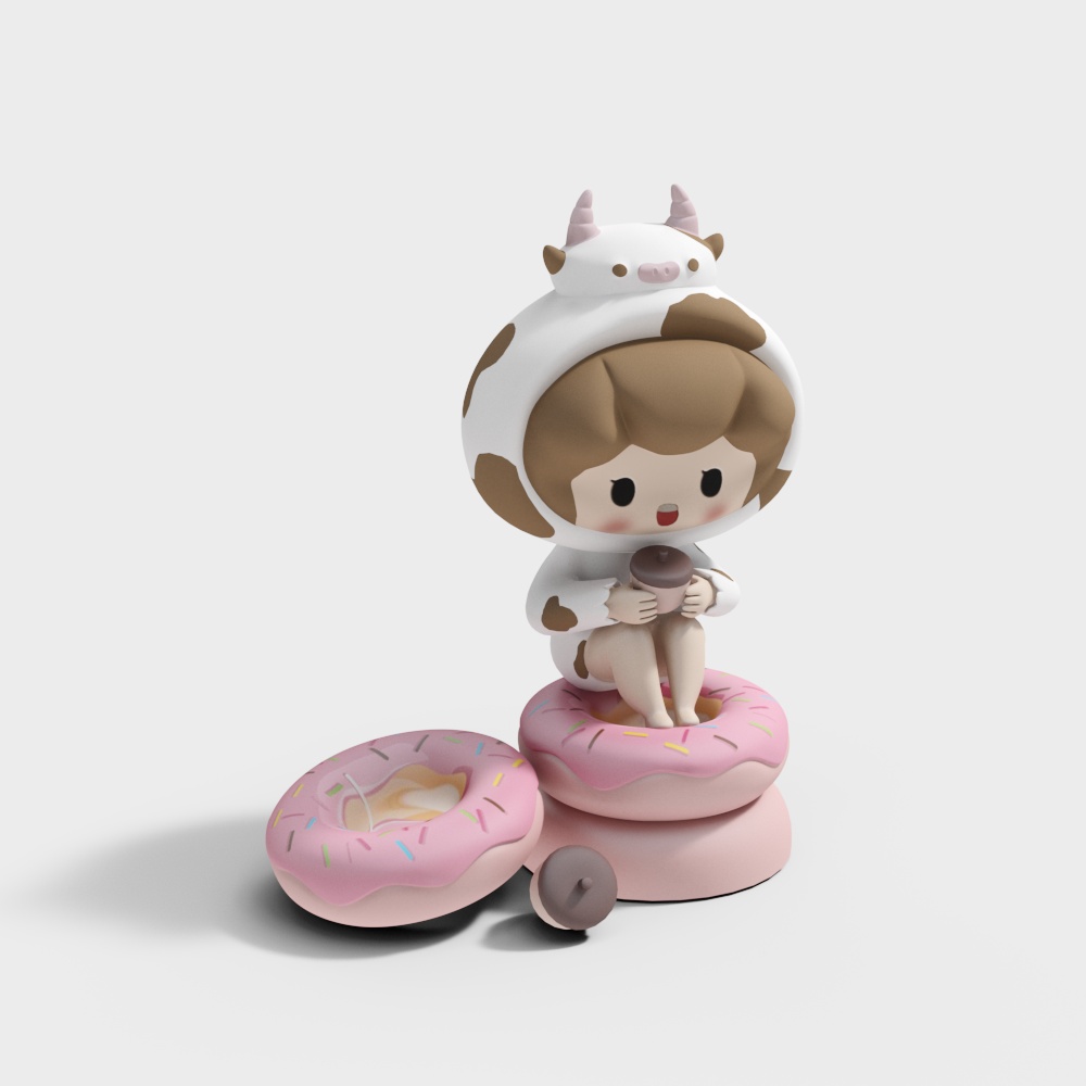 Donut Dreamer Low-Poly 3D Model – Whimsical Character