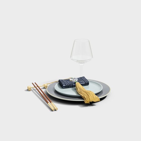 Elegant Tableware Set 3D model
