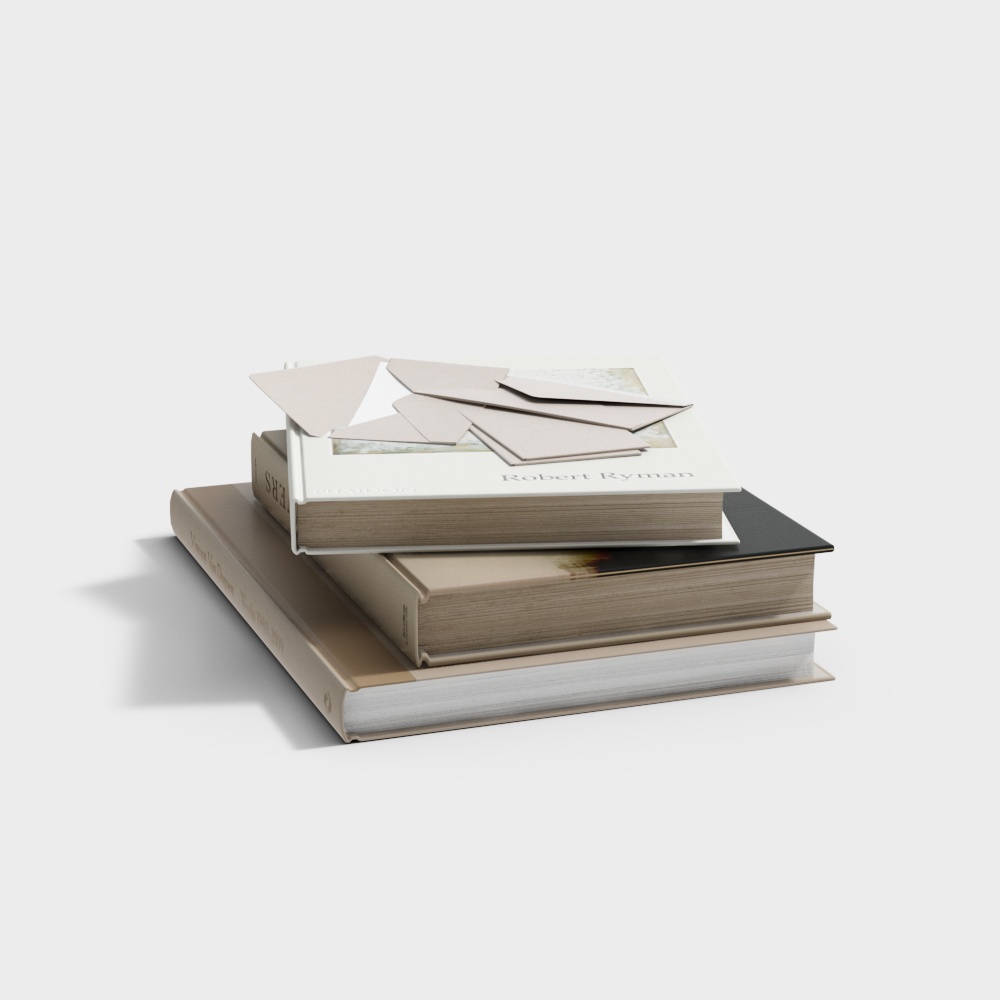 Low Polygon Stacked Books 3D model