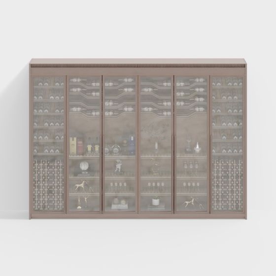 Elegant Wine Cabinet 3D Model for Modern Interiors