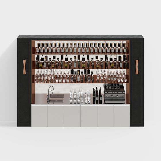 Stylish Low-Polygon Bar Cabinet 3D model