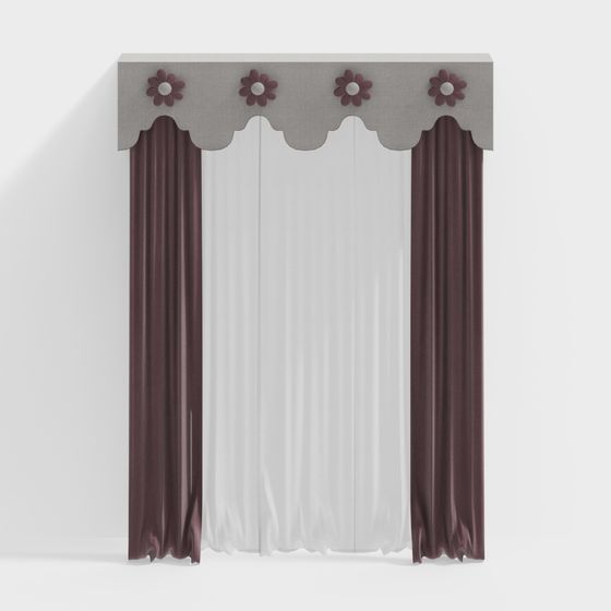 Elegant Low Poly Curtain 3D Model Design