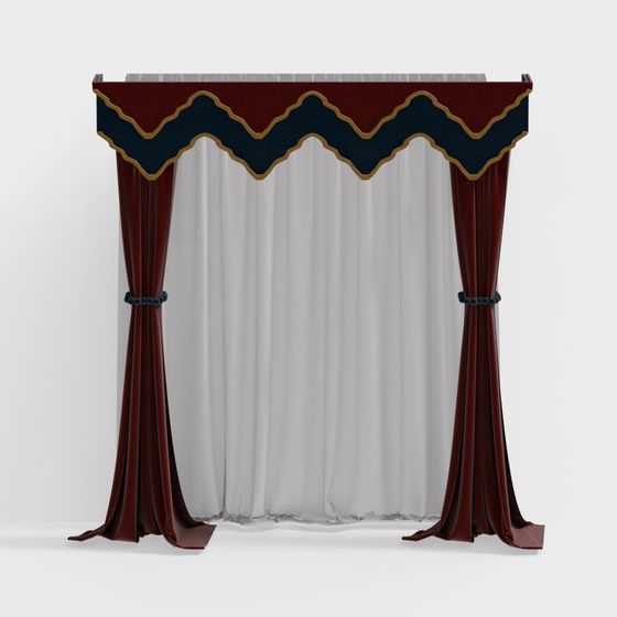 Majestic Ornate Theater Curtain 3D model