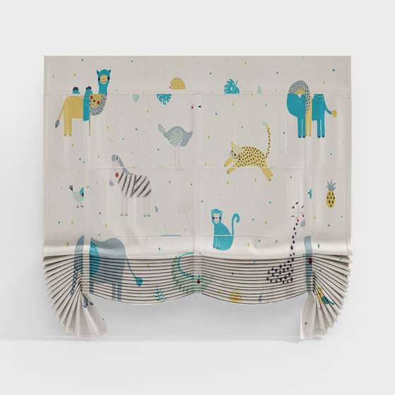 Vibrant Jungle 3D Curtain Model for Playful Interiors