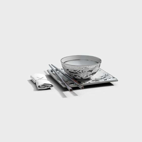 Oriental Elegance Dinnerware Set 3D model