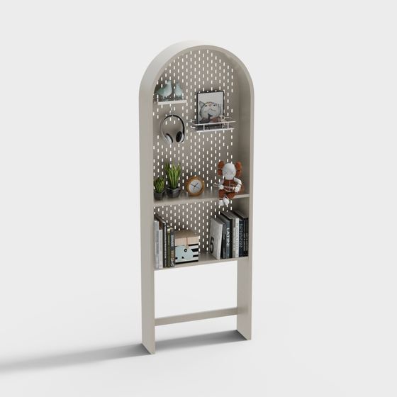 Stylish Curved Bookshelf 3D model for Interiors
