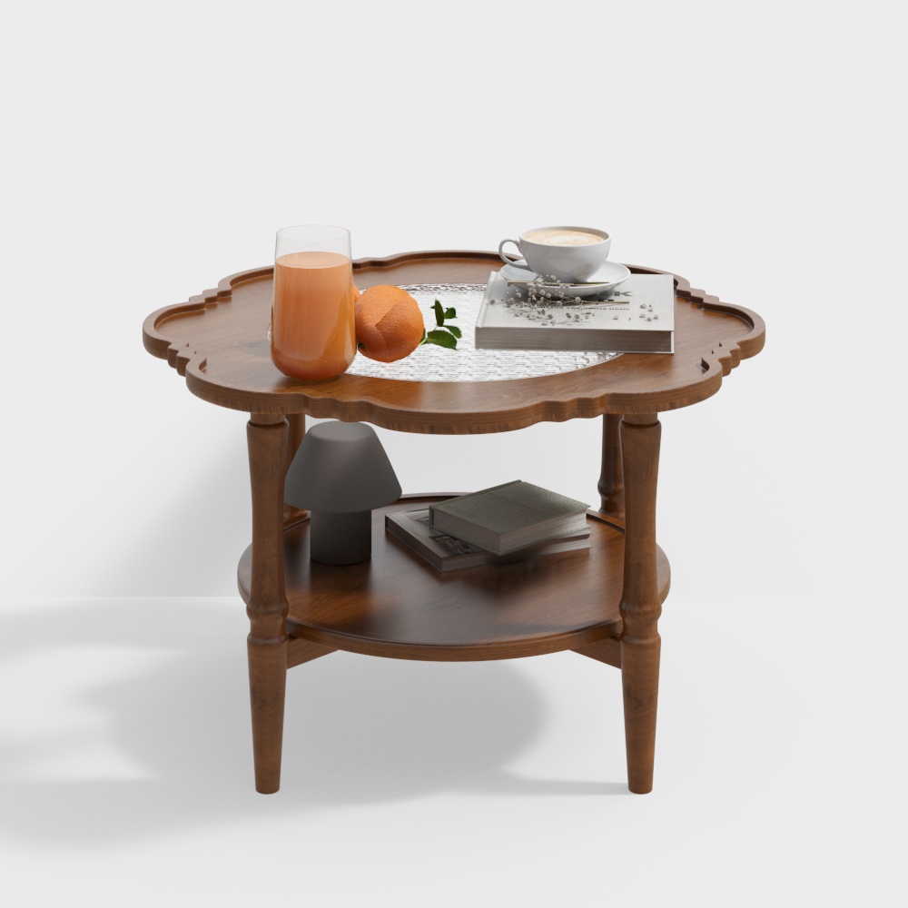 Charming Vintage Side Table 3D Model – Wooden Design