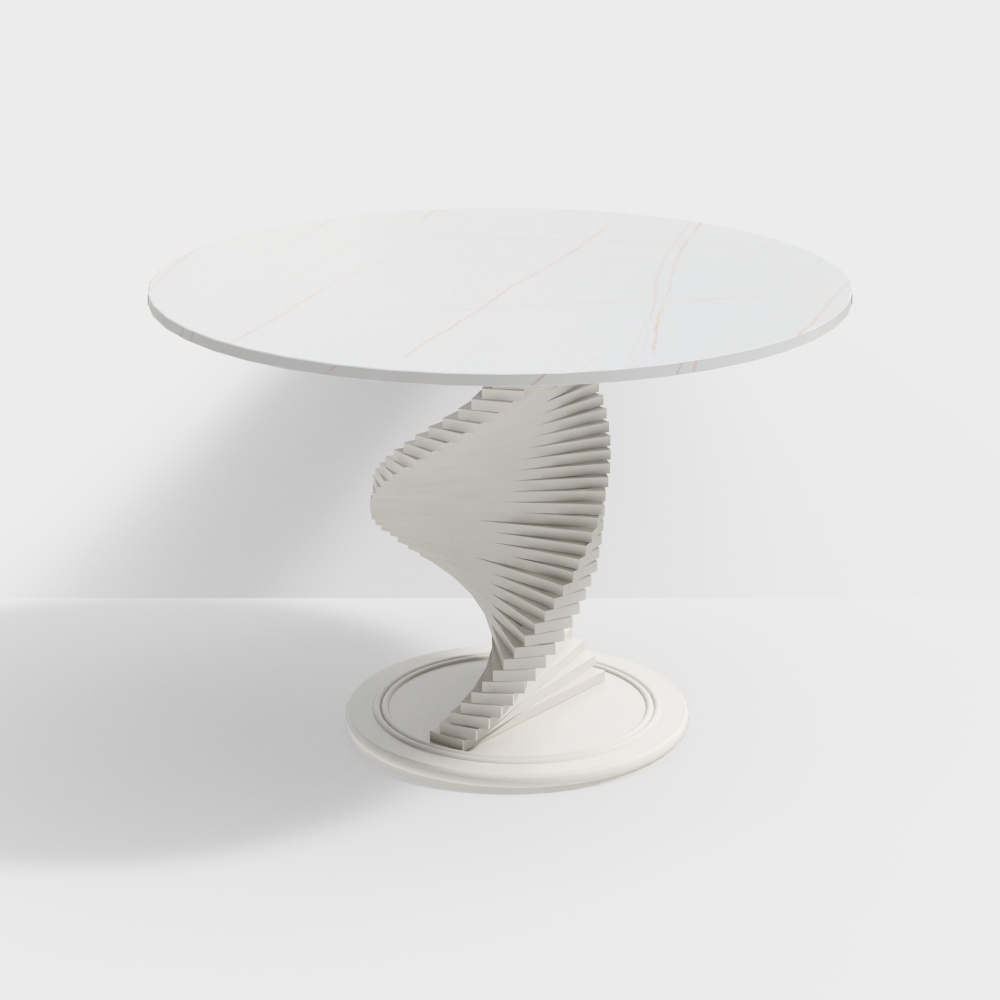 Elegant Spiral Marble Dining Table 3D Model – Marble & Spiral Design
