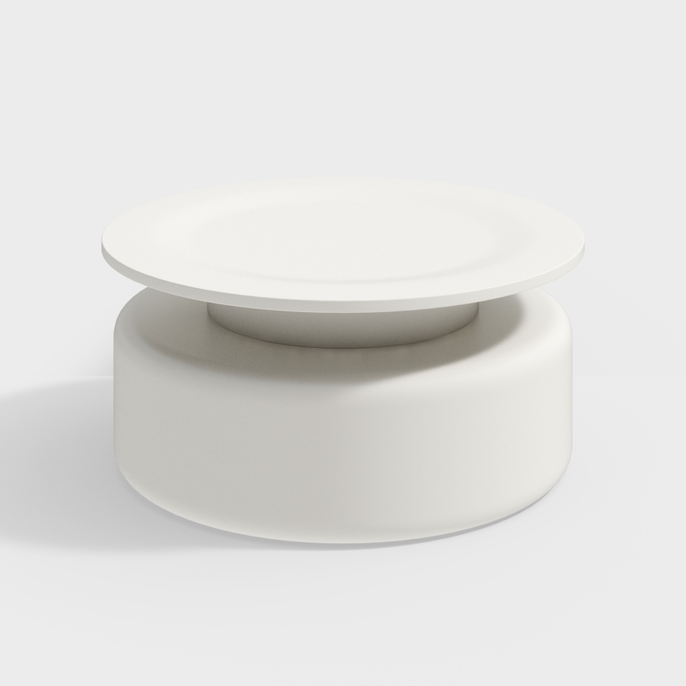 Sleek Round Coffee Table 3D Model – Beige Matte Finish