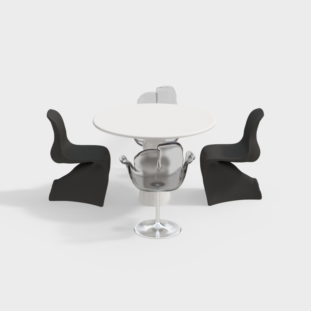 Stylish Round Table and Chair Set 3D model