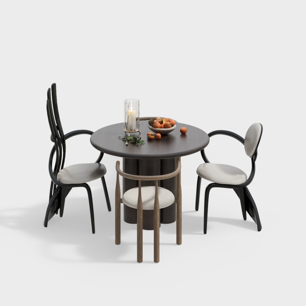 Elegant Round Table and Chair Set – Modern Minimalist Design