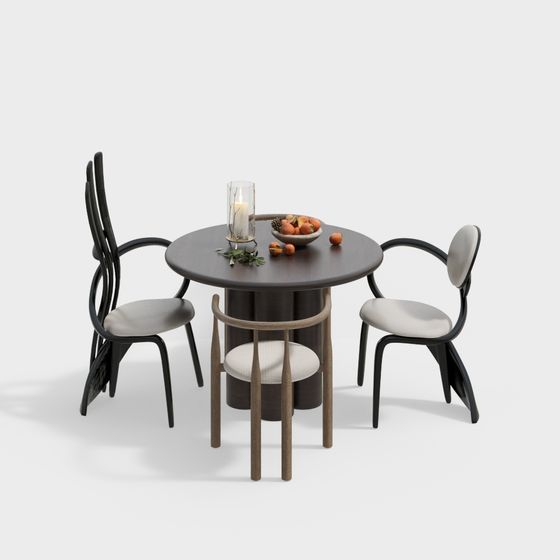Elegant Round Table and Chair Set 3D model
