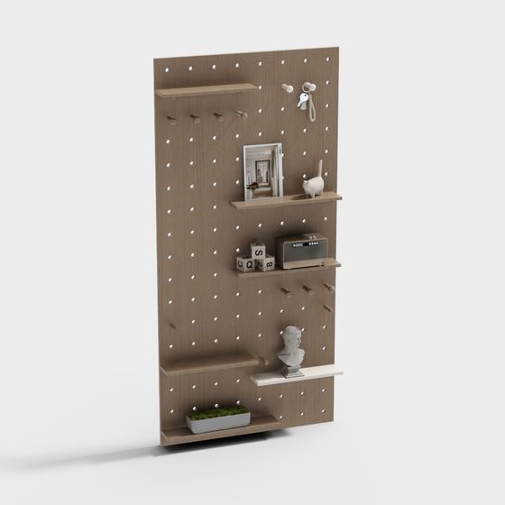 Stylish Pegboard Shelf 3D model for Modern Interiors