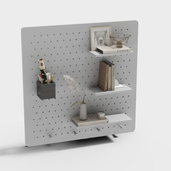 Sleek Pegboard Shelf 3D model for Modern Spaces