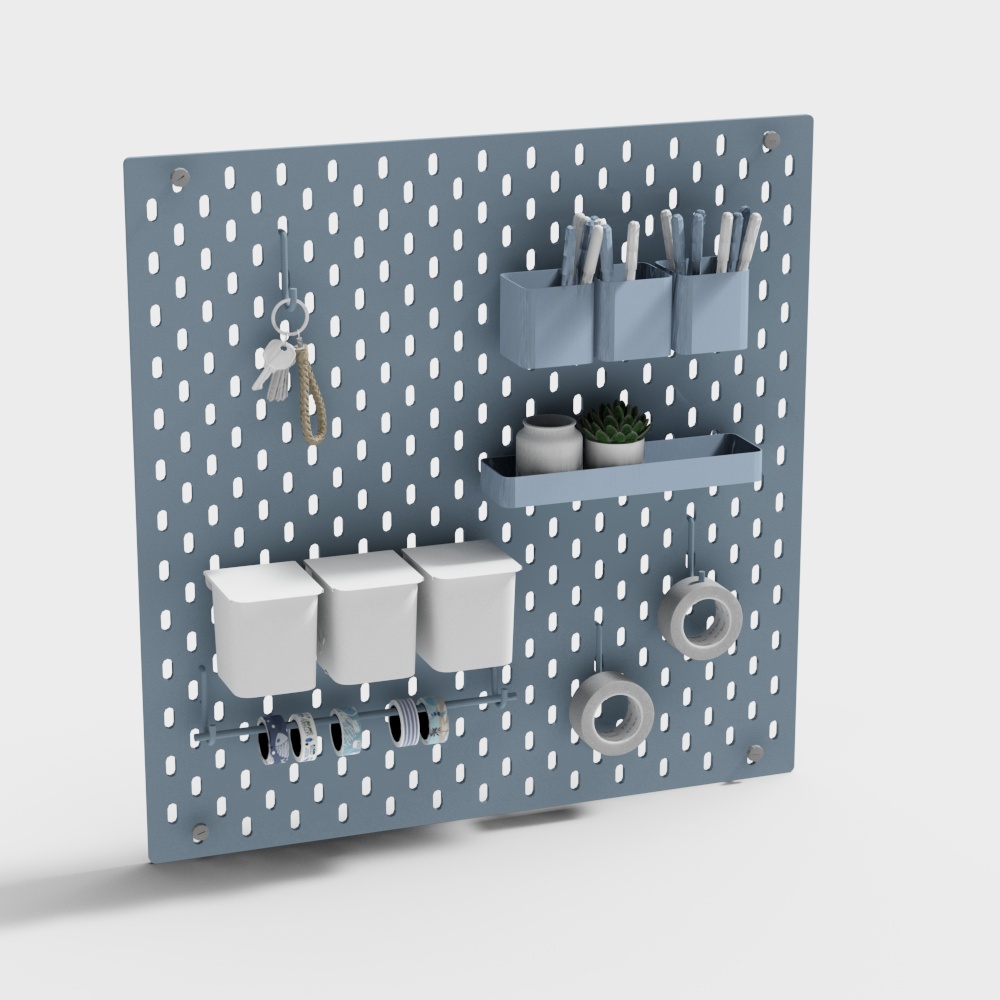 Pegboard Organizer 3D Model – Low-Poly Functional Design