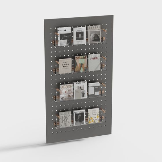 Sleek Gray Perforated Board 3D Model for Storage Solutions