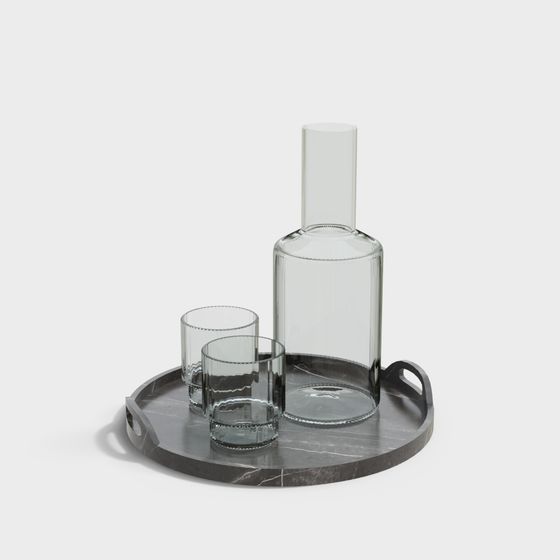 Sleek Tray Set 3D model for Modern Spaces