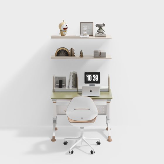 Modern Children's Desk and Chair Combination 3D Model