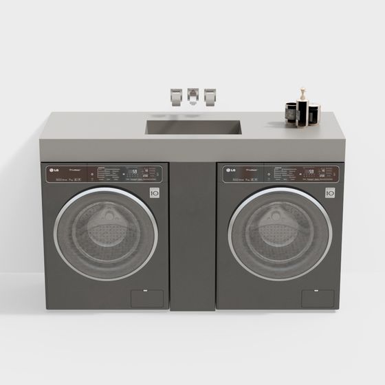 Stylish Dual Washer 3D model for Modern Homes