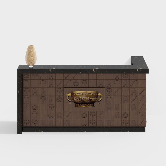 Retro Luxury Reception Desk 3D model