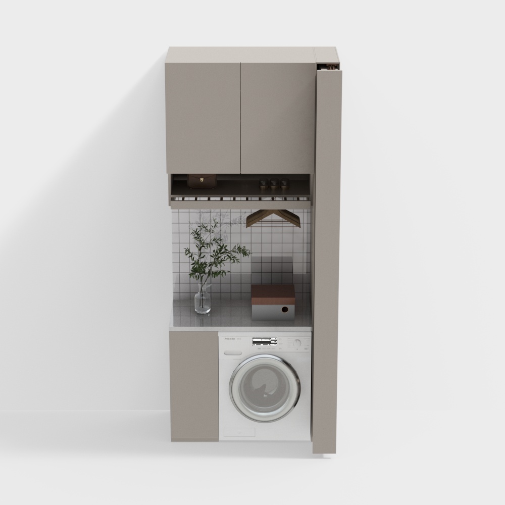 Modern Minimalist Laundry Cabinet 3D Model – Low Poly Design