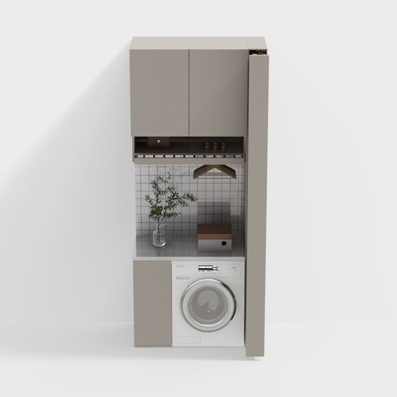 Modern Minimalist Laundry Cabinet 3D model