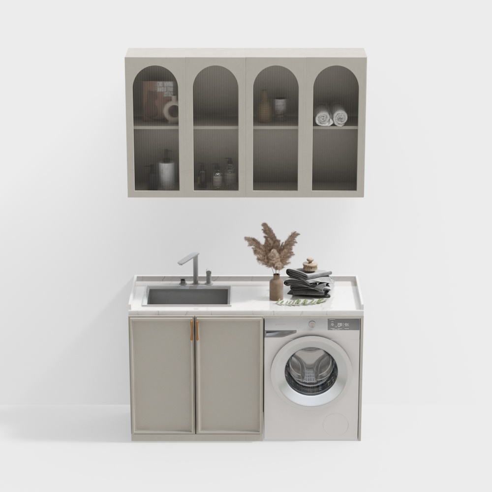 Современный шкаф для стиральной машины на балконе