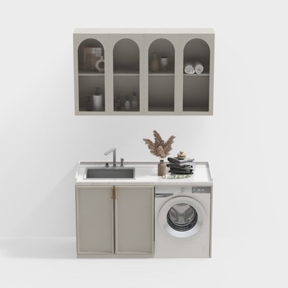 Современный шкаф для стиральной машины на балконе