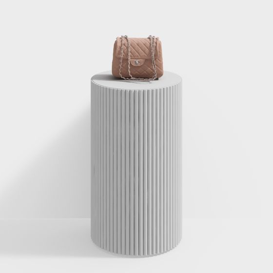 Elegant Handbag and Minimalist Column Lamp 3D model
