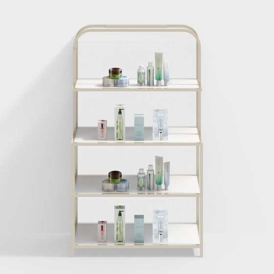 Elegant Four-Tier Shelving Unit 3D model