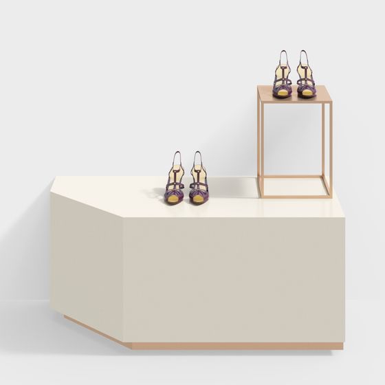 Chic Low-Polygon Shoe Rack 3D Model for Creative Spaces