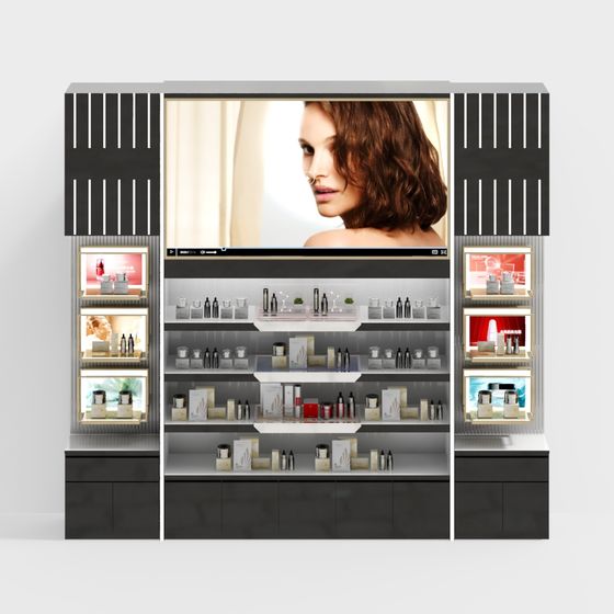 Stylish Low-Poly Cosmetic Display Cabinet 3D model