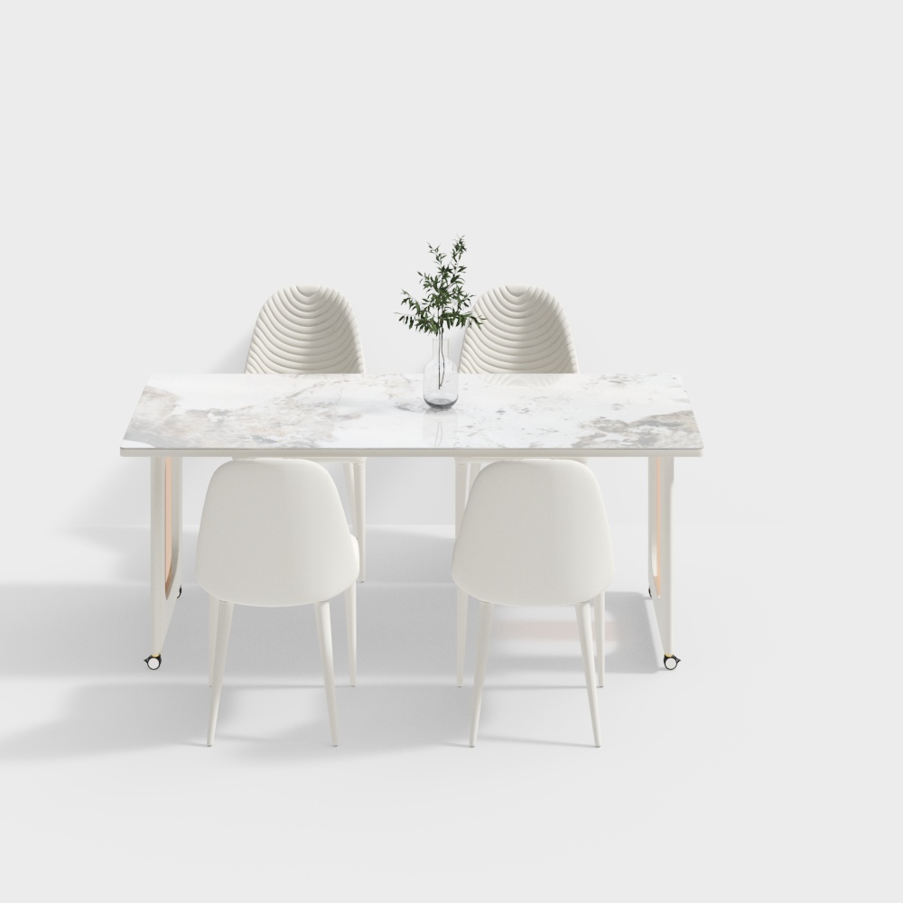Marble Dining Table and Chairs Set – Modern Minimalist Design