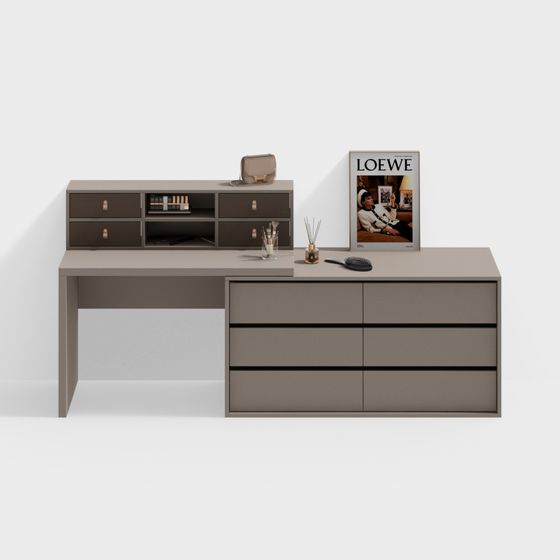 Modern Beige Dressing Table 3D Model for Elegant Spaces