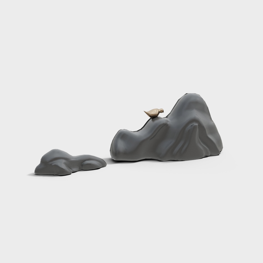 Mountain Stone and Bird 3D model