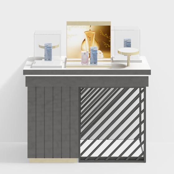 Modern Luxury Gray Display Cabinet 3D model