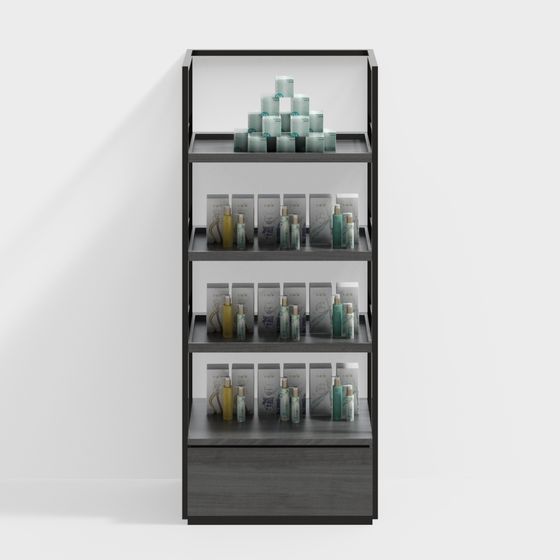 Elegant Low-Poly Display Cabinet 3D model
