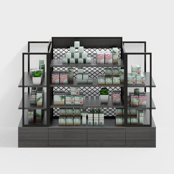 Elegant Low-Poly Display Cabinet 3D model