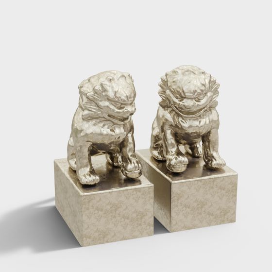 Majestic Low-Poly Stone Lion 3D Model