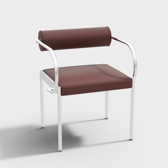 Modern Lounge Chair 3D Model in Red for Dining