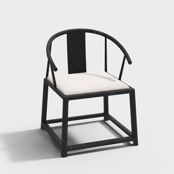 Minimalist Black Wooden Chair 3D model