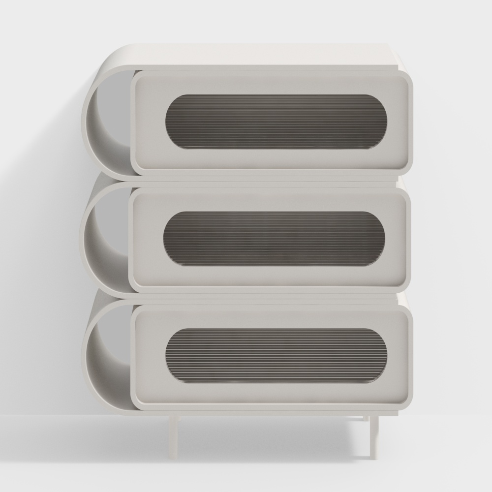 Urban Stack 3D Model – Minimalist Gray Storage Unit