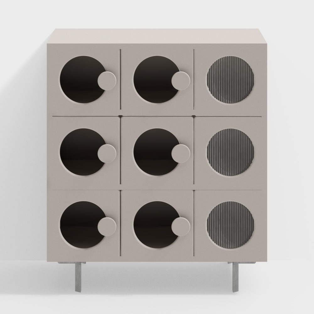 Minimalistic Storage Cabinet 3D Model – Geometric Pattern