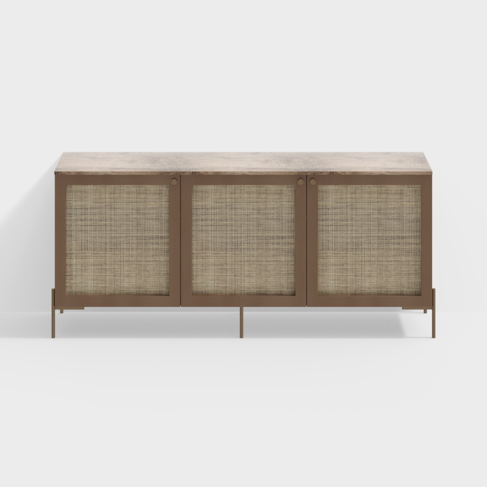 Rattan Sideboard 3D Model – Rustic Modern Design
