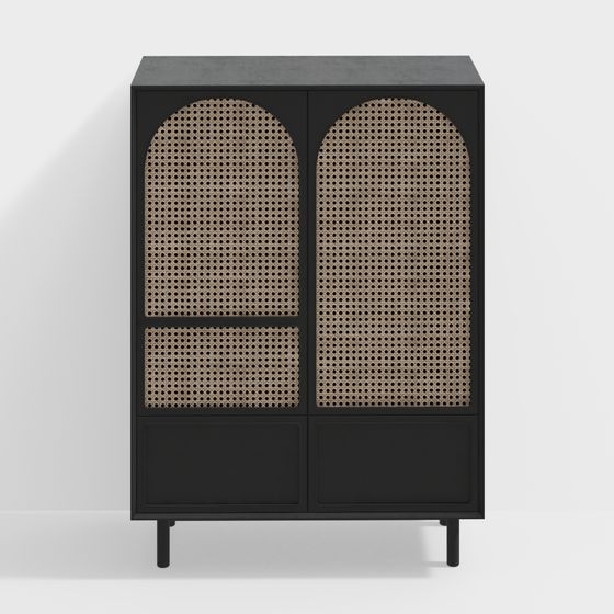 French Style Black Side Cabinet 3D Model