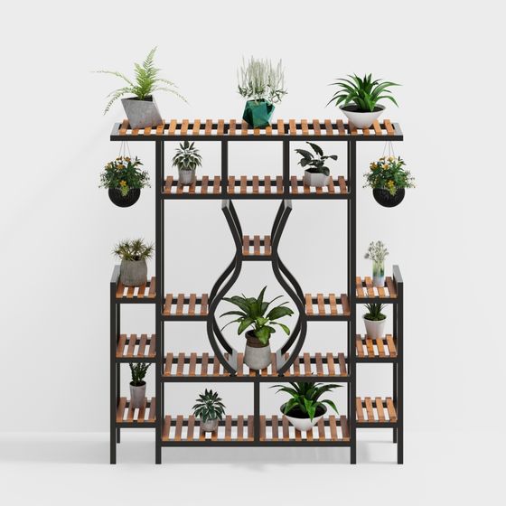 Greenery Shelf 3D model in Low-Poly Style