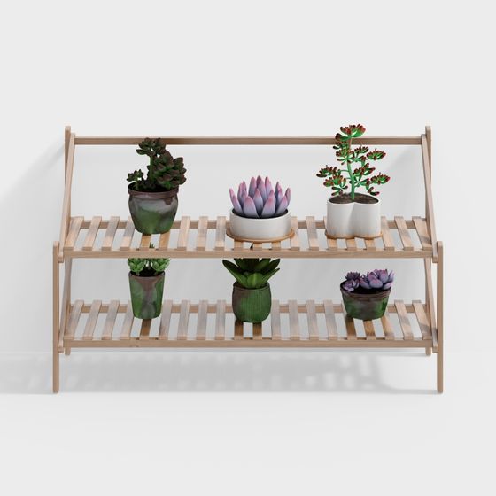 Stylish Low-Poly Plant Rack 3D model